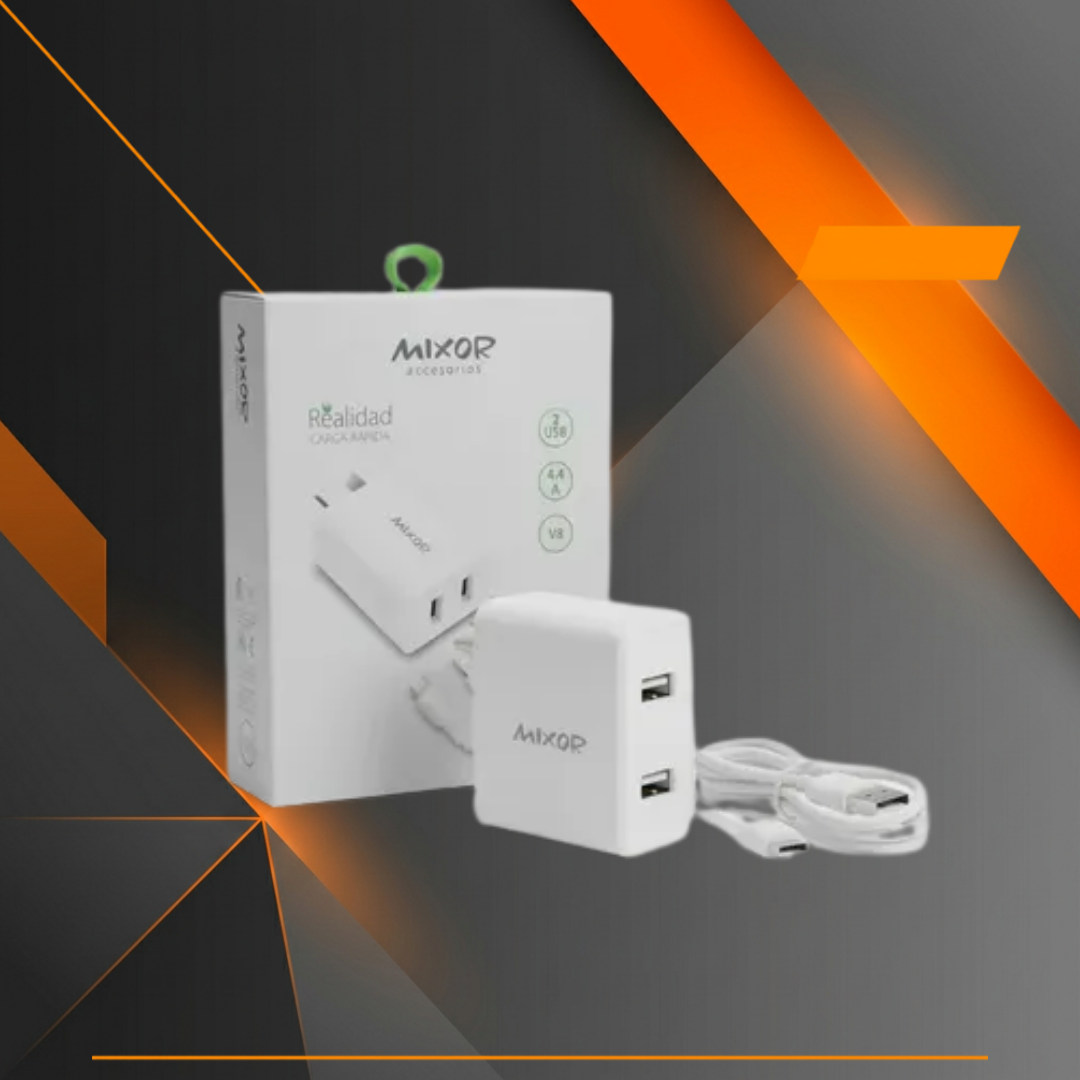 Cargador Mixor Realidad V8 4.4A con Cable incluido